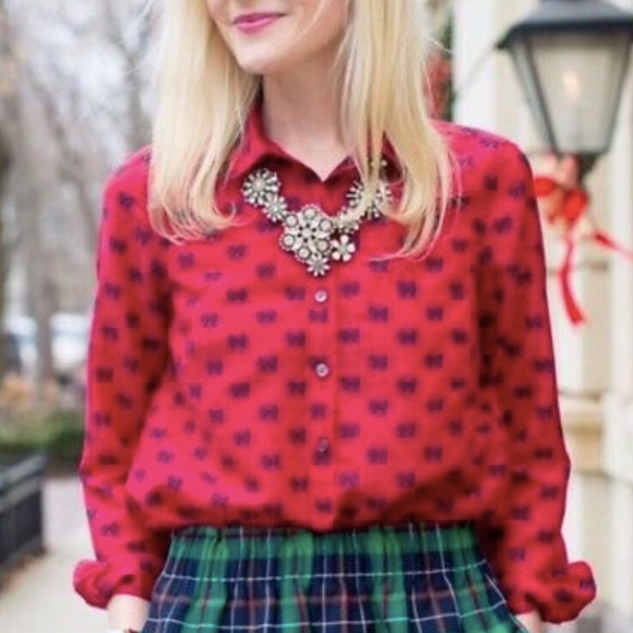 J. Crew Tops - J. Crew | Bow Print Cotton Silk Blend Popover Top